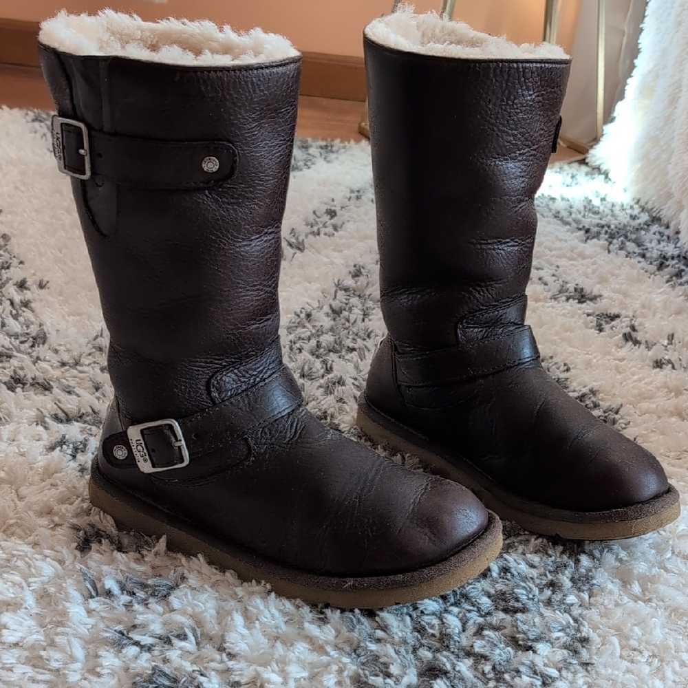 UGG Brown Shearling Buckle Boots